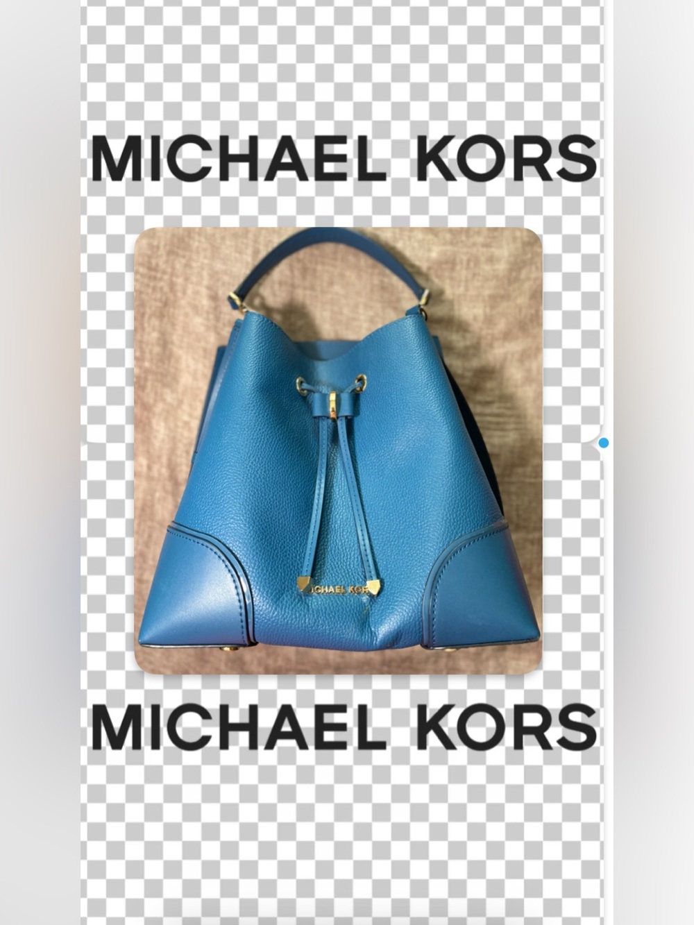 Michael Kors Blue Mercer Gallery Convertible Bucket Bag